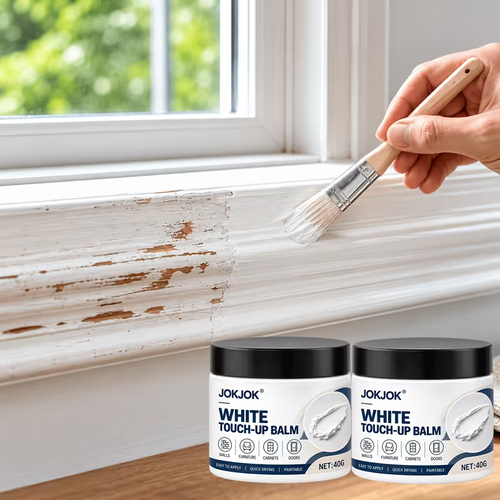 Buy 1 Get 1 Free, 2 Cans TotalWhite Furniture Touch-Up Paste with Brushes, 1.41oz Wood Filler Wall Repair Cream, Professional Repair Paste for Scratches, Suitable for Wooden Furniture, Cabinets, Tables, And Floors