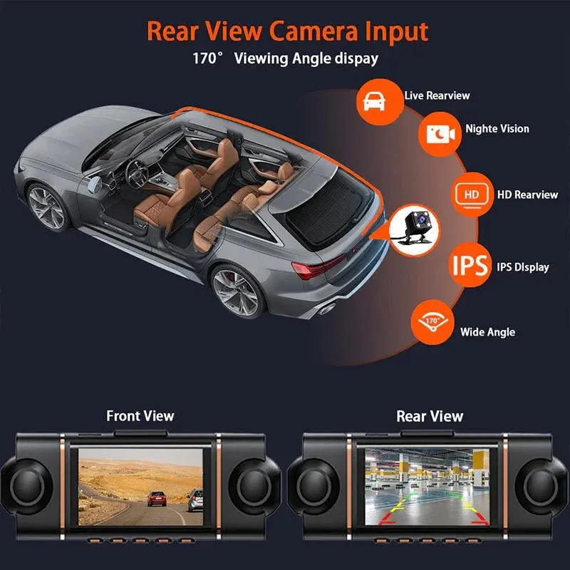 🏆60% Off!🚗4-Channel HD Dashcam with Front Interior Rear Recording🎥+32G Memory Card