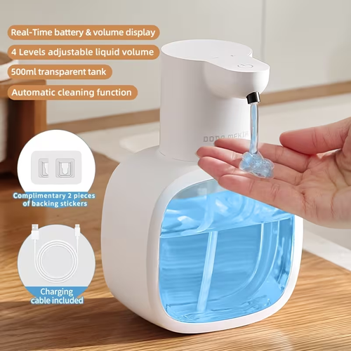 1Pc Smart Contactless Automatic Sensor Soap Dispenser, Rechargeable Foam Hand Wash Machine, Infrared Sensing Technology, 500Mah Lithium Battery, Suitable For Bathroom And Kitchen Automatic Sensor Soap Dispenser