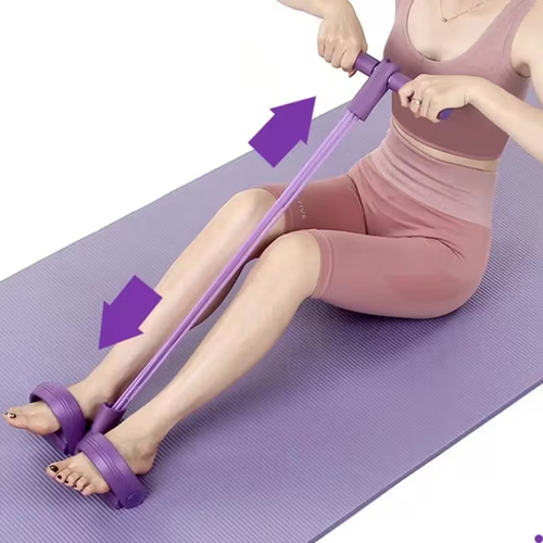1pc Yoga Mat+2 piecesUps, Suitable for Both Men And Women. This Foot Pedal Resistance Trainer Features Six Strands of Thickened Rope, Designed for Effective Abdominal Workouts