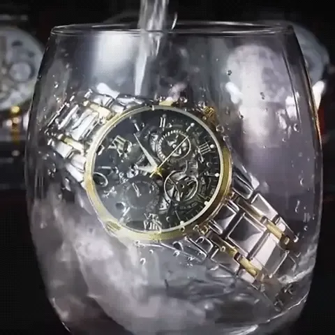 🔥White Gold Version, Gift Box Packed – Men's Waterproof Roman Skeleton Automatic Mechanical Watch