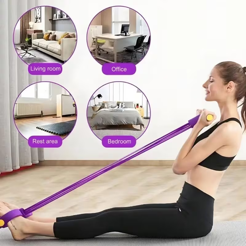 1pc Yoga Mat+2 piecesUps, Suitable for Both Men And Women. This Foot Pedal Resistance Trainer Features Six Strands of Thickened Rope, Designed for Effective Abdominal Workouts