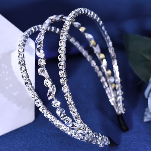 Bohemian Style Women's Hair Accessory, Handmade Multi-Layer Hollow-Out Sparkling Rhinestone Headband for New Year's Ball, Thanksgiving Gift for Family