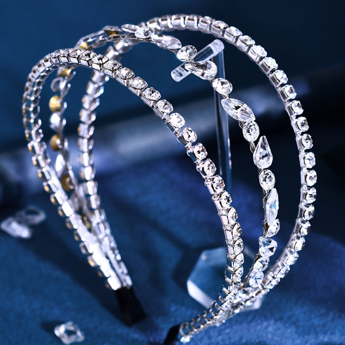 Bohemian Style Women's Hair Accessory, Handmade Multi-Layer Hollow-Out Sparkling Rhinestone Headband for New Year's Ball, Thanksgiving Gift for Family