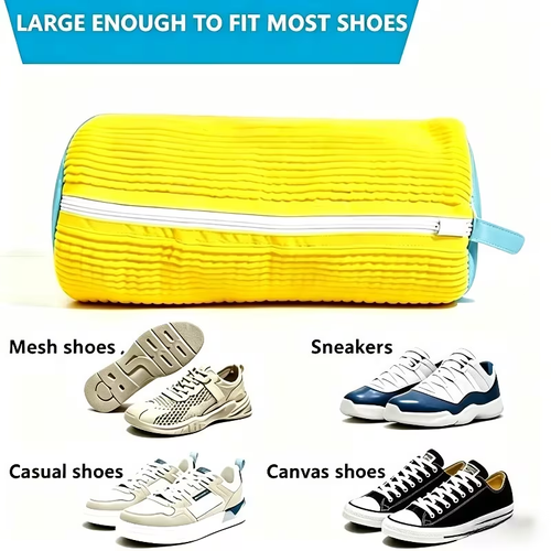 3PcsShoe Washing Bag for Washing Machine, Fluffy Fiber Maintains 360° All-Around Cleaning, Durable Zipper Reusable Sneaker Laundry Bag, Oval Protective Laundry Bag for Sneakers, Casual Shoes, Dishwasher and Washing Machine Safe, Laundry Bag, Washing Bag