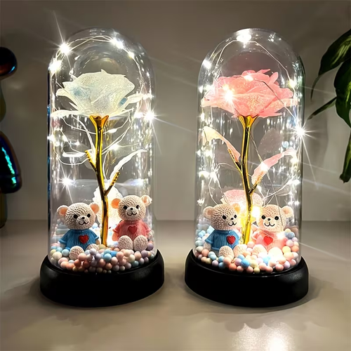 1pc Glow-in-the-Dark Rose Flower Decoration with LED-like Glow - Elegant Tabletop Centerpiece in Clear Dome, Battery-Powered (AAA Not Included) - Perfect Gift for Valentine's, Mother'S Day, Weddings, Birthdays, Christmas - Women'S Home Decor for Anniversary, Party, or Everyday Decoration, Romantic Present, Decorative Accent, Detailed Craftsmanship, Glow In Dark, Party Planners, Artificial Flowers, Flowers Artificial, Home Decor Items, Wedding Decorations