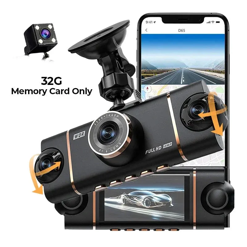🏆60% Off!🚗4-Channel HD Dashcam with Front Interior Rear Recording🎥+32G Memory Card