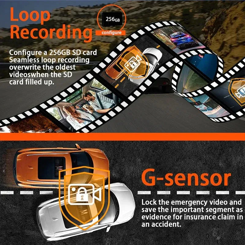 🏆60% Off!🚗4-Channel HD Dashcam with Front Interior Rear Recording🎥+32G Memory Card