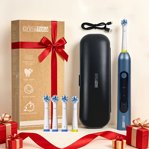 Orinatola Smart Adult Rotating Electric Toothbrush, Comes with 4 Electric Toothbrush Heads, USB C Charging, 800mAh Battery, Soft Bristle Toothbrush Heads, Deep Cleans Teeth, Portable Power Toothbrush, Rechargeable Electric Toothbrush, Same Style