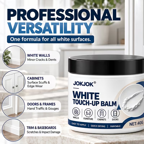 Buy 1 Get 1 Free, 2 Cans TotalWhite Furniture Touch-Up Paste with Brushes, 1.41oz Wood Filler Wall Repair Cream, Professional Repair Paste for Scratches, Suitable for Wooden Furniture, Cabinets, Tables, And Floors