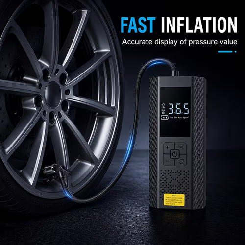 Portable Air Compressor with Tire Pressure Gauge & LED Display