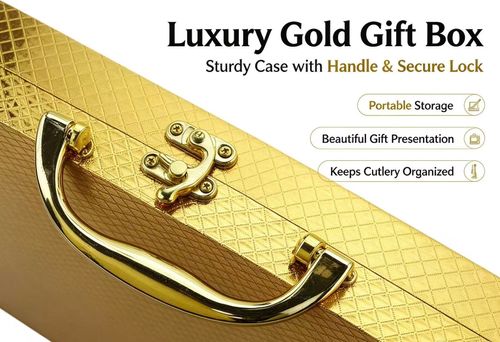 25 Piece Tableware Gift Set, Gold Stainless Steel Dinnerware）