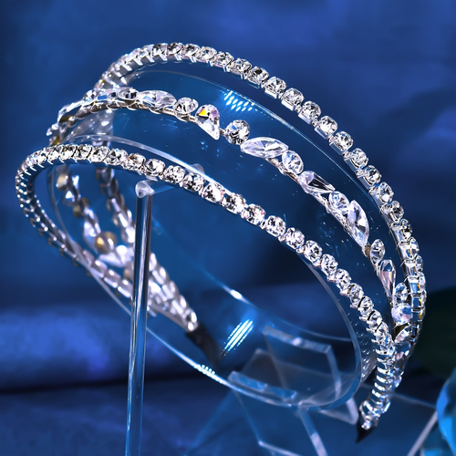 Bohemian Style Women's Hair Accessory, Handmade Multi-Layer Hollow-Out Sparkling Rhinestone Headband for New Year's Ball, Thanksgiving Gift for Family