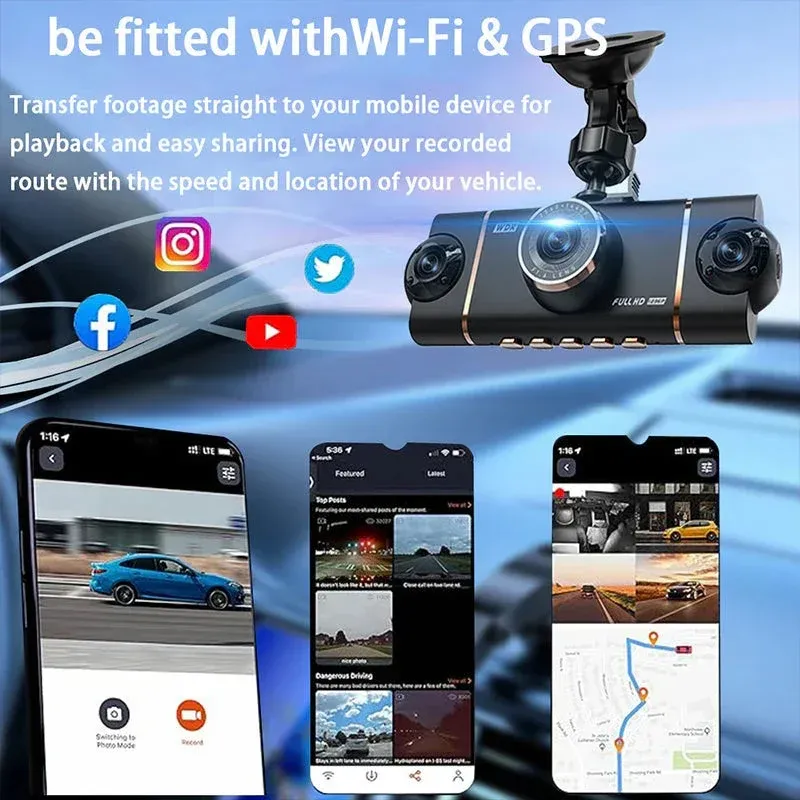 🏆60% Off!🚗4-Channel HD Dashcam with Front Interior Rear Recording🎥+32G Memory Card