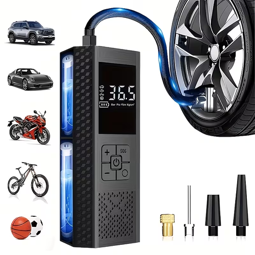 Portable Air Compressor with Tire Pressure Gauge & LED Display