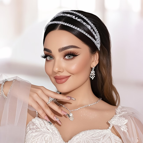 Bohemian Style Women's Hair Accessory, Handmade Multi-Layer Hollow-Out Sparkling Rhinestone Headband for New Year's Ball, Thanksgiving Gift for Family