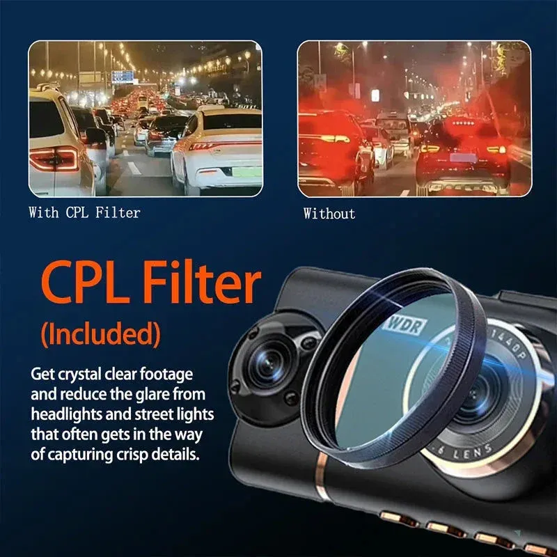 🏆60% Off!🚗4-Channel HD Dashcam with Front Interior Rear Recording🎥+32G Memory Card