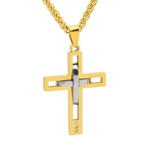 Charm Fashion Jewelry with Hanging DesignTwo-Color Cross Pendant Necklace