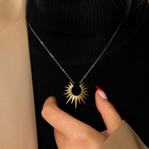 18K Gold Plated  Sunflower Unfading Pendant Necklace elry