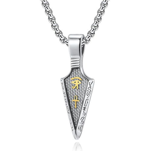 Stainless Steel the Eye of Horus Mens Arrow Head Pendant Necklace