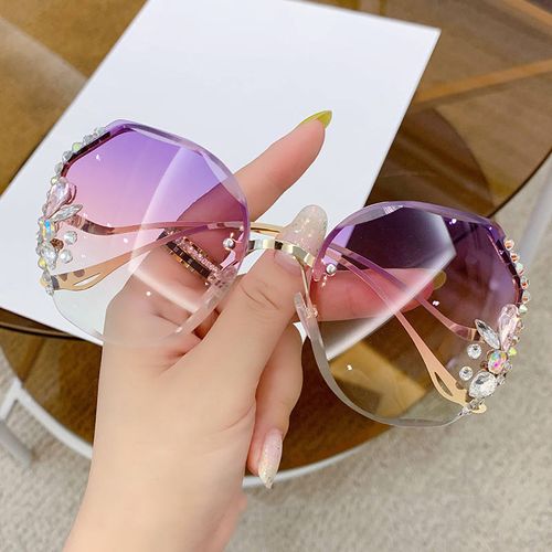 New Gradient Irregular High Cost Effective  Luxury Rimless  Cool Sun Glasses