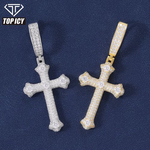 925 Sterling Silver Jewelry Thorns Cross Pendant Luxury Necklace