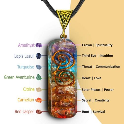 Retro Reiki Healing Energy Crystal Pendant Natural Stone  Neckalce