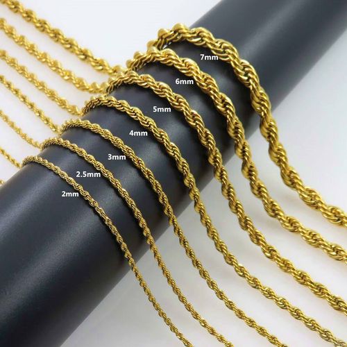 Custom Stainless Steel 18k Gold Plated Twisted Rope Necklace
