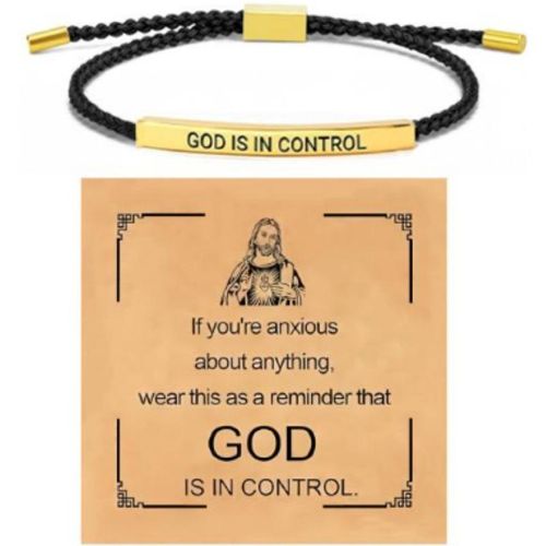 Elegant Inspirational Bracelet 'God Is in Control' Engraved Letter Bracelet