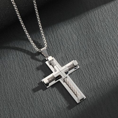 Extremely Popular Fashion Stainless Steel Chain Accessories Punk Jewelry Faith Cross Pendant Necklace