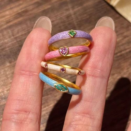 Fashion Explosions Retro Color Zircon Enamel Copper Opening  Ring