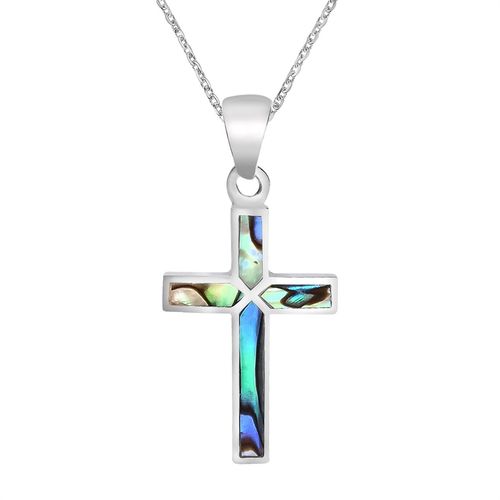 Never-Fade Colorful Cross Inlaid Shell Stainless Steel Pendant Necklace