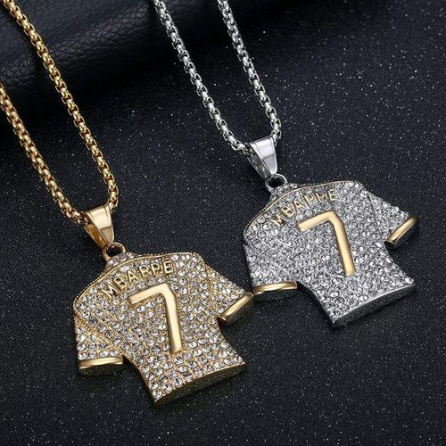 Soccer Jersey Number Pendant Necklace  Gold Plated Titanium Steel Hip Hop Chain