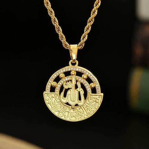 Vintage Muslim Islam Allah Pendant  Silver Plated Gold Color Ice Out Chain Necklace 04