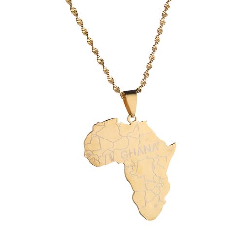 18K Gold-plated Retro Ethnic Style  African Map Necklace