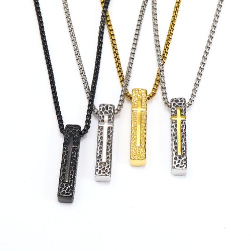 Punk 316l Stainless Steel Jewelry18k Pvd Gold Cross  Necklace for Men