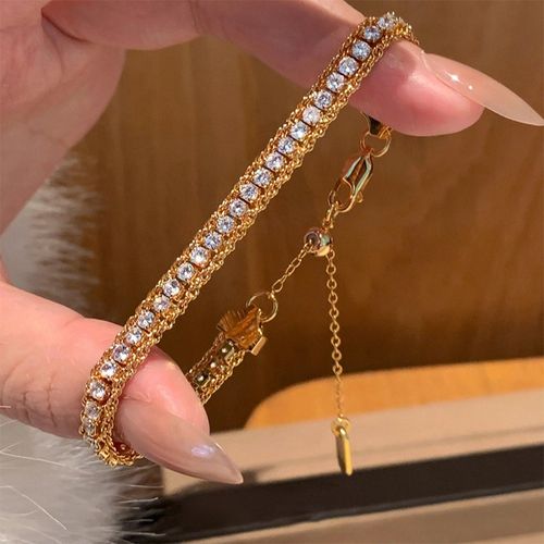 Gold-plated  luxurious  exquisite ultra-sparkling 5A-grade zirconia bracelet