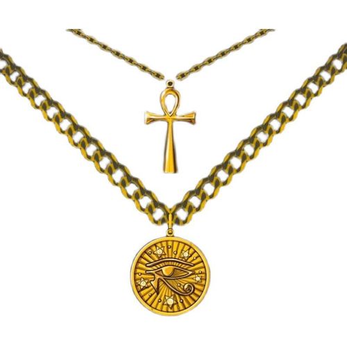 Life and Rights Double-Layer  Ankh Cross Horus Eye Collar Necklace