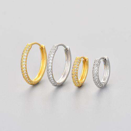 Luxury  Gold Plated  Cubic Zircon Pave Round Hoop Earrings