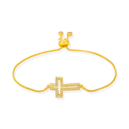 Fashion 18k Gold-Plated Cross Pendant Does Not Fade Micro-Inlaid Zircon Ladies Bracelet
