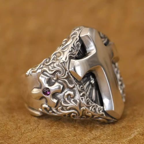 Cross Shield Ring for Men Trendy Ring