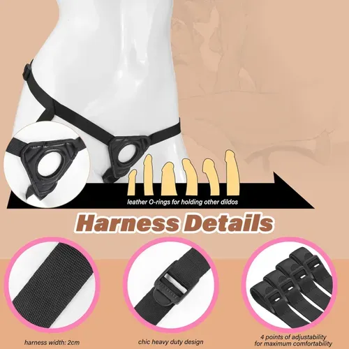 HJ43-Adjustable PU Leather Strap-On Harness