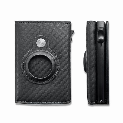 TITUO Strong Magnetic Clip up Aluminum Card Holder RFID Money Clip Women Men airtag Magnetic Wallet Leather