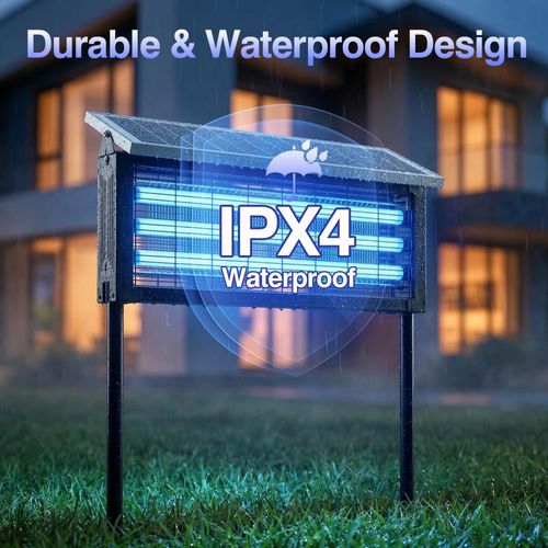 Waterproof solar-powered insect and mosquito killer, rechargeable fly trap and mosquito repellent, perfect for patio, backyard and camping outdoor scenes, free shipping and cash on delivery