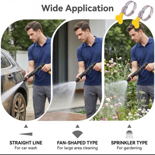 Home high pressure car wash water gun equipped with booster nozzle and hose, heavy duty garden sprayer with adjustable patterns, used for auto cleaning and plant watering, free shipping and cash on delivery