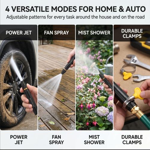 Home high pressure car wash water gun equipped with booster nozzle and hose, heavy duty garden sprayer with adjustable patterns, used for auto cleaning and plant watering, free shipping and cash on delivery