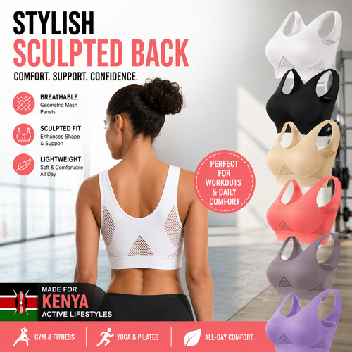 🔥HOT SALE🔥 COD！Plus Size Sports Bra — Breathable Mesh, Strong Support, Lace-Up Back for Running and Yoga.Nairobi stock ships within 48H, delivered within 3days