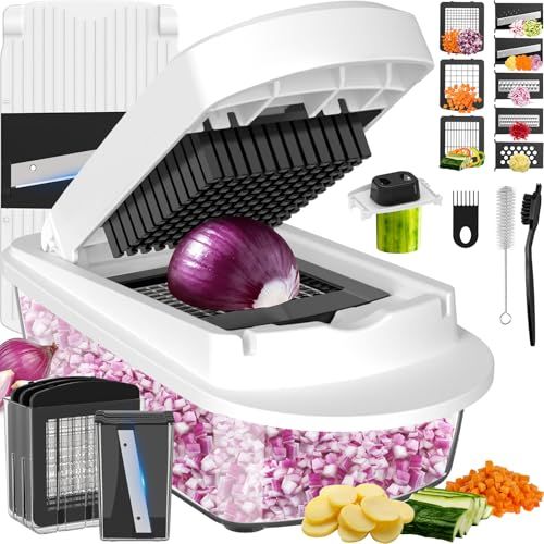 15-in-1 Vegetable Chopper — Food Cutter with 8 Blades and Container for Kitchen Use.