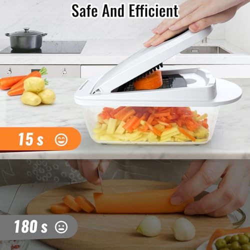 15-in-1 Vegetable Chopper — Food Cutter with 8 Blades and Container for Kitchen Use.