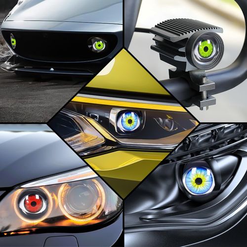 🔥HOT SALE🔥 COD！Demon Eye Headlights for Cars and Motorcycles, LED Dynamic Devil Eyes Light Kit with HD Lens, 6 Animated Eye Patterns, Universal 12-36V Eyeball Lights for Headlight or Fog Light